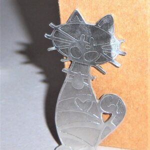 CAT COAT BROOCH IN ETCHED PEWTER